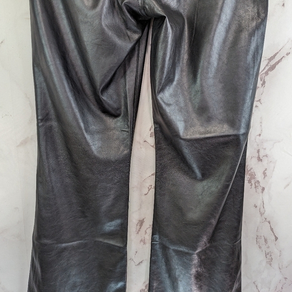 Gap Pants Women 10 30 R Black Faux Vegan Leather High Rise 70s Flare Bell Bottom - Picture 8 of 15